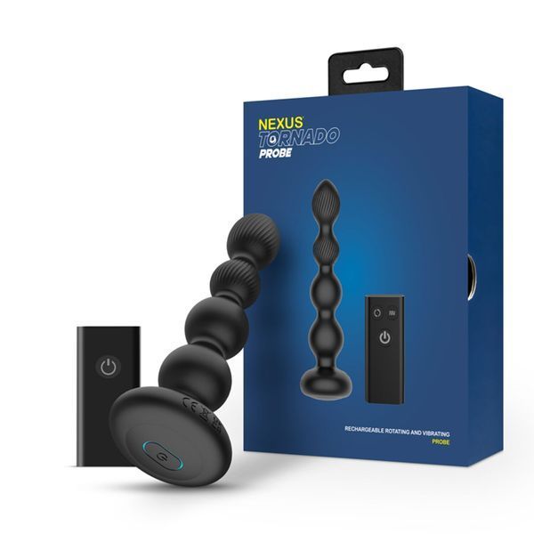 Анальний віброротатор Nexus Tornado Probe Edition, діаметр 3,5 см, вібрація + ротація, пульт ДУ SO9862 фото - купити в секс-шопі Чорний Кролик