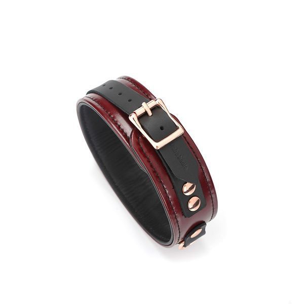 Шкіряний нашийник з повідцем Liebe Seele Wine Red Collar and Leash, 3 кільця для кріплення SO9451 фото - купити в секс-шопі Чорний Кролик