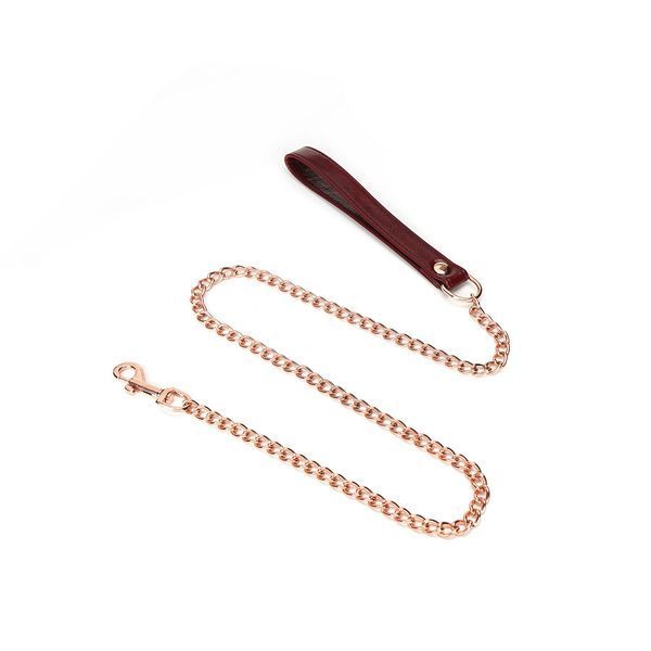 Шкіряний нашийник з повідцем Liebe Seele Wine Red Collar and Leash, 3 кільця для кріплення SO9451 фото - купити в секс-шопі Чорний Кролик