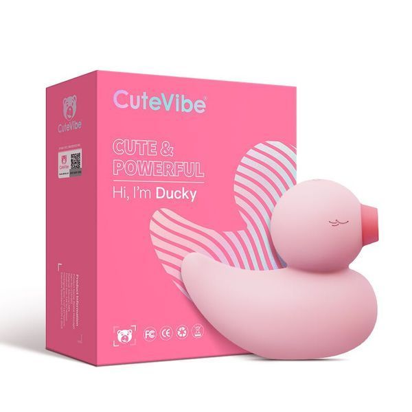 Вакуумний вібратор-качечка CuteVibe Ducky Grey SO6553 фото - купити в секс-шопі Чорний Кролик
