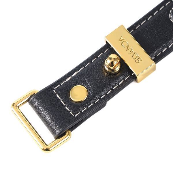 Нашийник з повідцем LOCKINK SEVANDA Love Heart Butterfly Leather Collar Set, чорно-рожевий, з бантом SX0863 фото - купити в секс-шопі Чорний Кролик