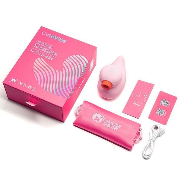 Вакуумний вібратор-качечка CuteVibe Ducky Grey SO6553 фото - купити в секс-шопі Чорний Кролик
