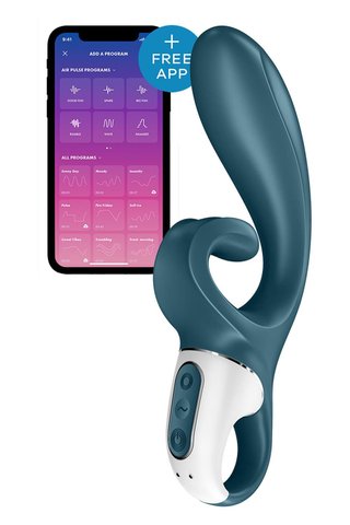 Смартвібратор-кролик Satisfyer Hug Me Bluegrey, 2 мотори, діаметр 4,2см, широка кліторальна частина SO6273 фото - купити в секс-шопі Чорний Кролик