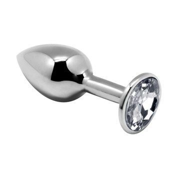 Металева анальна пробка з кристалом Alive Mini Metal Butt Plug White L SO6005 фото - купити в секс-шопі Чорний Кролик