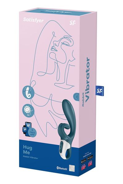 Смартвібратор-кролик Satisfyer Hug Me Bluegrey, 2 мотори, діаметр 4,2см, широка кліторальна частина SO6273 фото - купити в секс-шопі Чорний Кролик