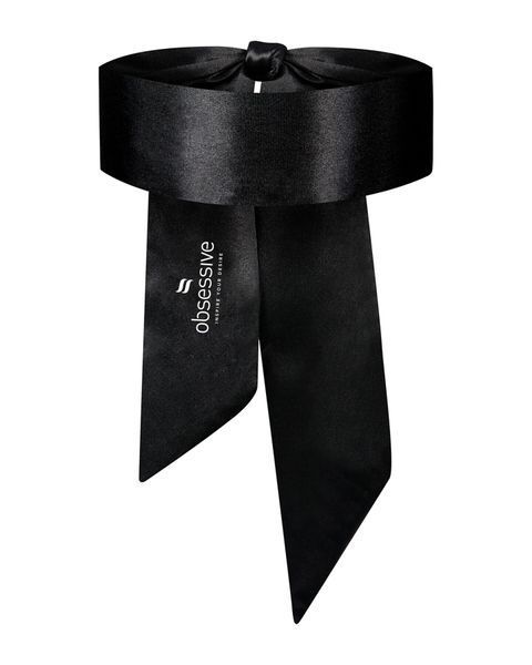 Атласна пов&rsquo;язка маска Obsessive Blindfold black One size, чорна SO7300 фото - купити в секс-шопі Чорний Кролик