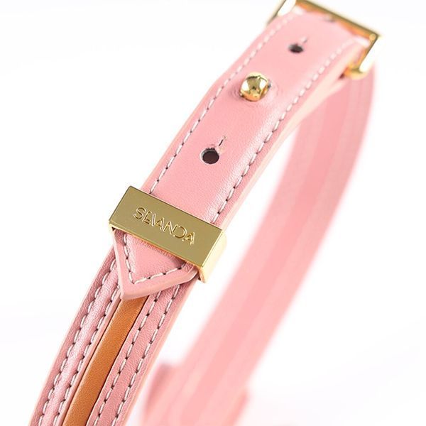 Нашийник з повідцем LOCKINK SEVANDA Love Heart Butterfly Leather Collar Set, рожевий, з бантом SX0864 фото - купити в секс-шопі Чорний Кролик