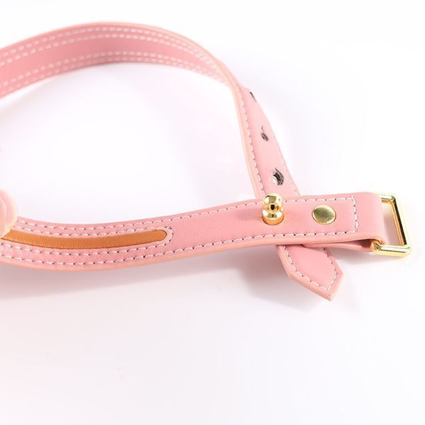 Нашийник з повідцем LOCKINK SEVANDA Love Heart Butterfly Leather Collar Set, рожевий, з бантом SX0864 фото - купити в секс-шопі Чорний Кролик