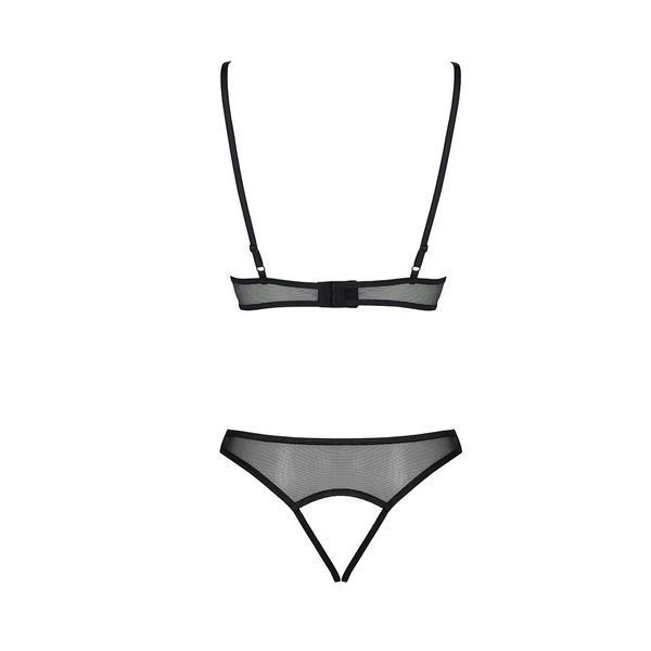 Комплект із бралету з ажурним ліфом та відкритими трусиками Passion CHRISTA SET Open Bra S/M black SO5760 фото - купити в секс-шопі Чорний Кролик