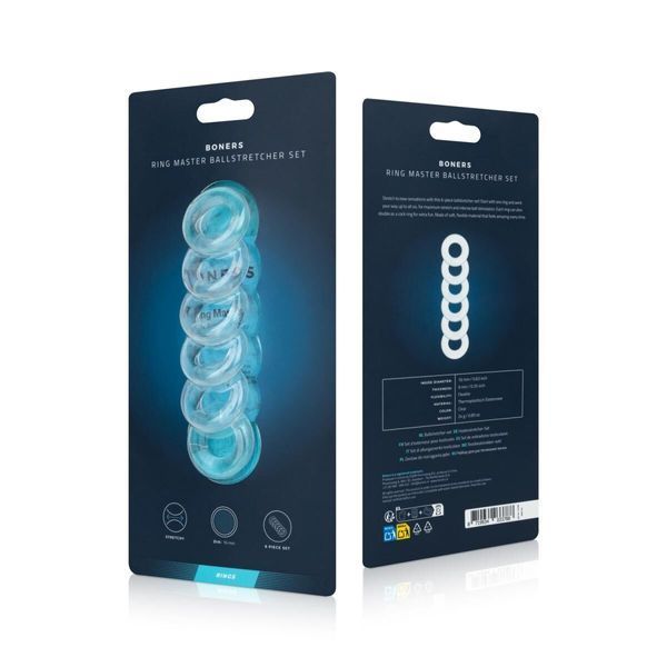 Набір кілець для яєчок Boners Ring Master Ballstretcher Set SX3904 фото - купити в секс-шопі Чорний Кролик