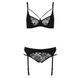 Комплект білизни Passion PAULINE SET S/M, black, стрепи, ліф, стрінги і пояс для панчох EL15805 фото 5
