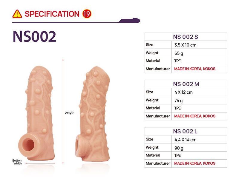 Насадка на член Kokos Nude Sleeve NS 002 M SX1473 фото - купити в секс-шопі Чорний Кролик