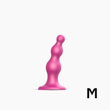 Насадка для страпона Strap-On-Me Dildo Plug Beads Framboise Metallic M SO7819 фото - купити в секс-шопі Чорний Кролик