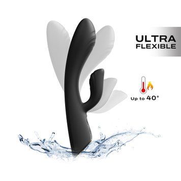 Вібратор-кролик з підігрівом Dorcel FLEXI RABBIT BLACK, гнучкий стовбур SO6816 фото - купити в секс-шопі Чорний Кролик