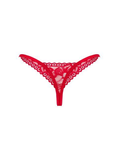 Мереживні стрінги Obsessive Lacelove thong XL/2XL Red, низька посадка SO8663 фото - купити в секс-шопі Чорний Кролик