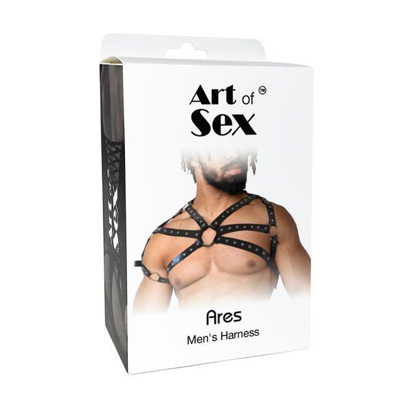 Чоловіча портупея Art of Sex - Ares, натуральна шкіра, колір Чорний, розмір XS-M SO9662 фото - купити в секс-шопі Чорний Кролик