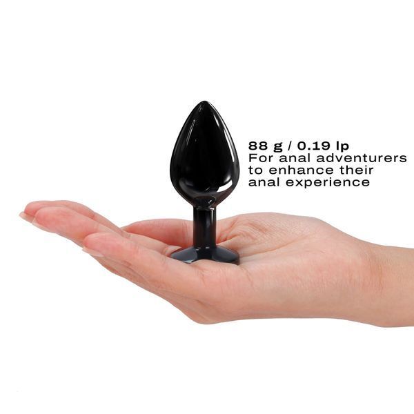 Металева анальна пробка з кристалом Dorcel Diamond Plug Black M SO7809 фото - купити в секс-шопі Чорний Кролик