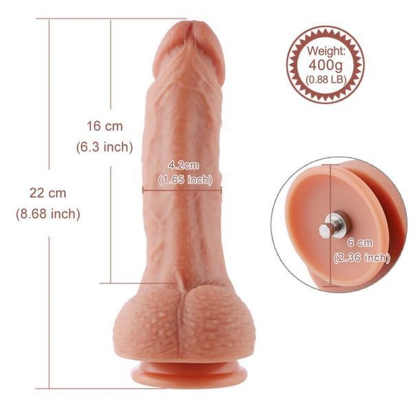 Ультрареалістичний фалоімітатор для секс-машин Hismith 8.3&Prime; 2-layers Silicone Flesh Dildo, 2-шаровий SO6204 фото - купити в секс-шопі Чорний Кролик
