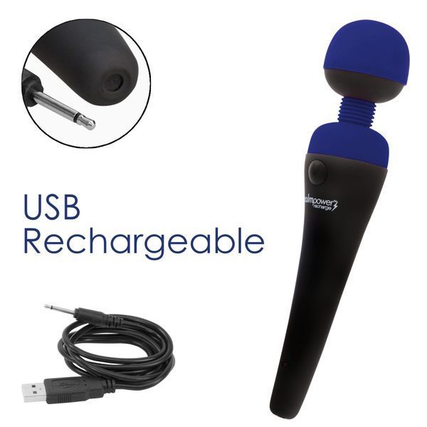 Вібромасажер PalmPower Recharge Blue, перезаряджуваний, гнучка головка, тревел-замок SO8901 фото - купити в секс-шопі Чорний Кролик
