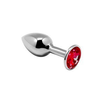 Металева анальна пробка з кристалом Alive Mini Metal Butt Plug Red S SO6010 фото - купити в секс-шопі Чорний Кролик