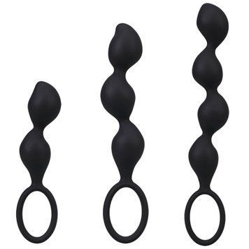Набір анальних іграшок Doc Johnson Mood Naughty Contour Beads Trainer Set SX4495 фото - купити в секс-шопі Чорний Кролик