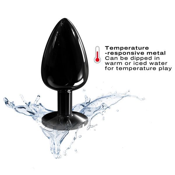 Металева анальна пробка з кристалом Dorcel Diamond Plug Black L SO7810 фото - купити в секс-шопі Чорний Кролик