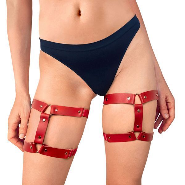 Гартери на ногу із натуральної шкіри Art of Sex - Kristina Leg Garters (2 шт), колір Червоний SO7011 фото - купити в секс-шопі Чорний Кролик