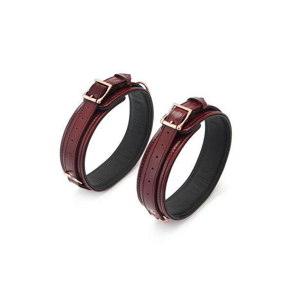 Фіксатори для стегон Liebe Seele Wine Red Thigh Cuffs S Size, натуральна шкіра SO9454 фото - купити в секс-шопі Чорний Кролик