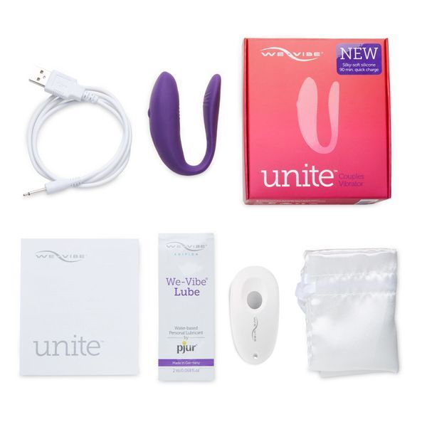 Недорогий вібратор для пар We-Vibe Unite Purple, однокнопковий пульт ДК SO6936 фото - купити в секс-шопі Чорний Кролик