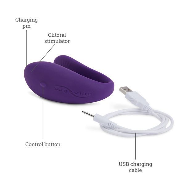 Недорогий вібратор для пар We-Vibe Unite Purple, однокнопковий пульт ДК SO6936 фото - купити в секс-шопі Чорний Кролик