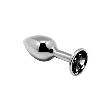 Металева анальна пробка з кристалом Alive Mini Metal Butt Plug Black S SO6011 фото - купити в секс-шопі Чорний Кролик