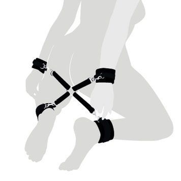 Хрестовина з натуральної шкіри Art of Sex &ndash; 4 Way Connector, чорний SO7480 фото - купити в секс-шопі Чорний Кролик