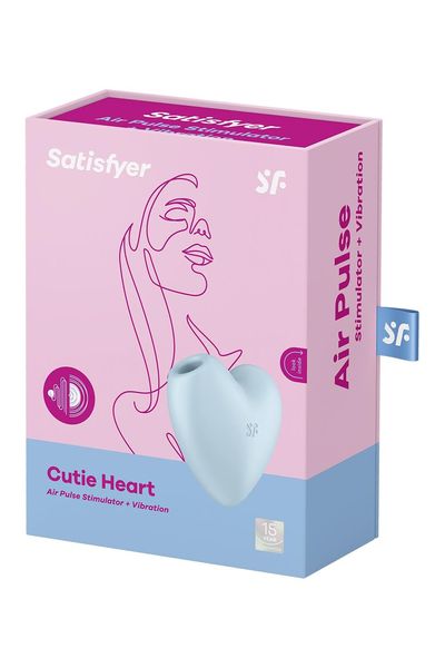 Вакуумний стимулятор-серце з вібрацією Satisfyer Cutie Heart Blue SO6287 фото - купити в секс-шопі Чорний Кролик