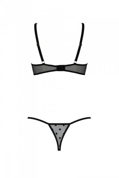 Еротичний комплект Passion MARINA SET WITH OPEN BRA, S/M, black, відкриті чашки SO9736 фото - купити в секс-шопі Чорний Кролик
