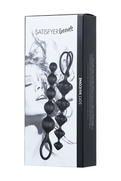 Набір анальних намистин Satisfyer Beads Black, силікон, макс. діаметр 3,3 см та 3,5 см SO2740 фото - купити в секс-шопі Чорний Кролик