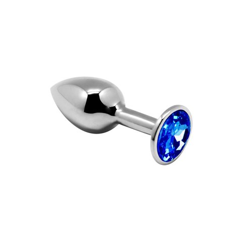 Металева анальна пробка з кристалом Alive Mini Metal Butt Plug Blue S SO5998 фото - купити в секс-шопі Чорний Кролик