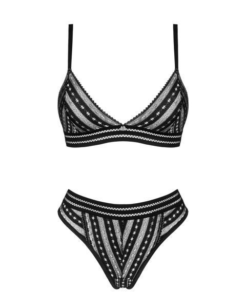 Комплект білизни Obsessive Natilya 2-pcs set M/L, black, бюстгальтер, трусики SO7718 фото - купити в секс-шопі Чорний Кролик