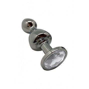 Металева анальна пробка Wooomy Lollypop Double Ball Metal Plug M, діаметр 3,1 см, довжина 9,4 см SO7414 фото - купити в секс-шопі Чорний Кролик