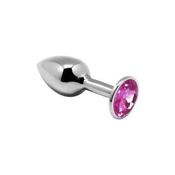 Металева анальна пробка з кристалом Alive Mini Metal Butt Plug Pink S SO6012 фото - купити в секс-шопі Чорний Кролик