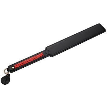 Паддл LOCKINK SEVANDA Braided-handle Spanking Paddle, чорно-червоний, гладенький, з плетінням на ручці SX0877 фото - купити в секс-шопі Чорний Кролик