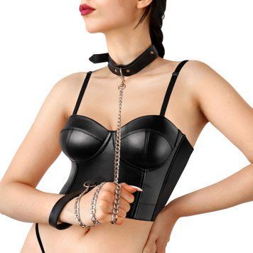 Нашийник з повідцем з екошкіри Art of Sex - Leash and Collar Emoji SX0515 фото - купити в секс-шопі Чорний Кролик