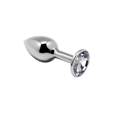 Металева анальна пробка з кристалом Alive Mini Metal Butt Plug White S SO6009 фото - купити в секс-шопі Чорний Кролик