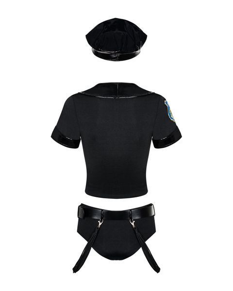 Еротичний костюм поліцейського Obsessive Police set S/M, black, топ, шорти, кепка, пояс, портупея SO7725 фото - купити в секс-шопі Чорний Кролик