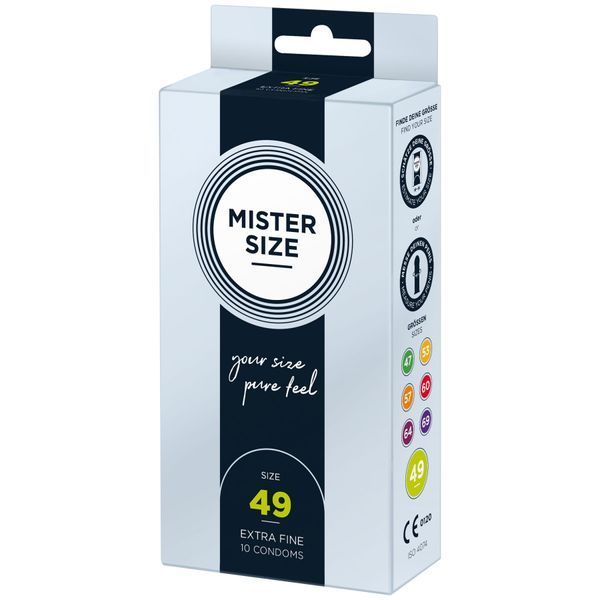 Презервативи Mister Size - pure feel - 49 (10 condoms), товщина 0,05 мм SO8043 фото - купити в секс-шопі Чорний Кролик