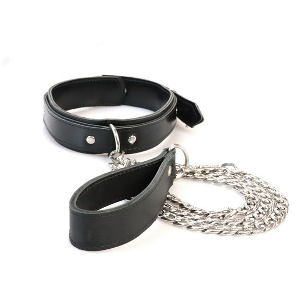 Нашийник з повідцем з екошкіри Art of Sex - Leash and Collar Emoji SX0515 фото - купити в секс-шопі Чорний Кролик