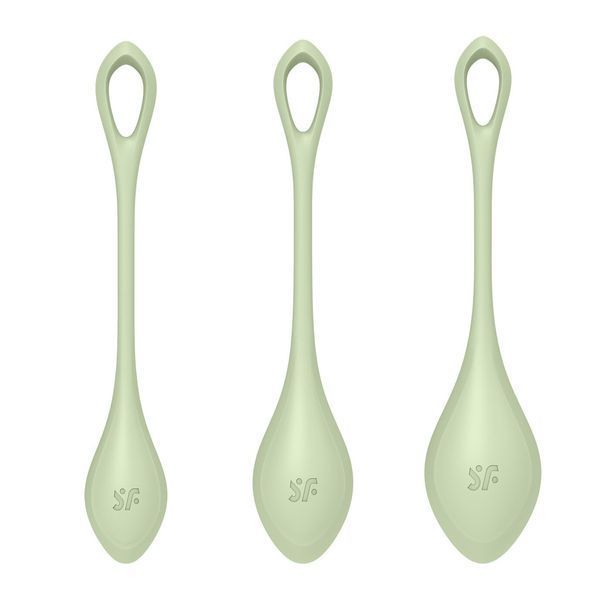 Набір йоні-намистин Satisfyer Yoni Power 2 Light Green, діаметр 2-2,5-3 см, маса 22-44-73 г SO5549 фото - купити в секс-шопі Чорний Кролик