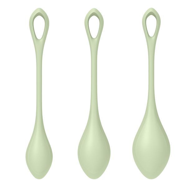 Набір йоні-намистин Satisfyer Yoni Power 2 Light Green, діаметр 2-2,5-3 см, маса 22-44-73 г SO5549 фото - купити в секс-шопі Чорний Кролик