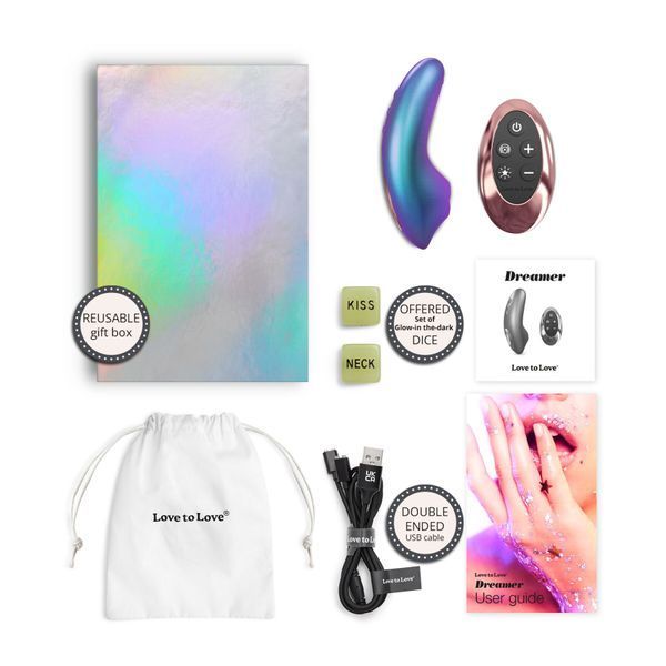 Вакуумний кліторальний стимулятор Love To Love DREAMER &ndash; IRIDESCENT TURQUOISE, пестощі язичком,пульт SX1106 фото - купити в секс-шопі Чорний Кролик