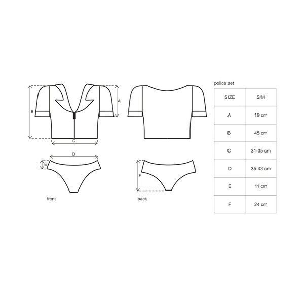 Еротичний костюм поліцейського Obsessive Police set S/M, black, топ, шорти, кепка, пояс, портупея SO7725 фото - купити в секс-шопі Чорний Кролик