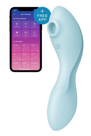 Вакуумний смарт-стимулятор із вібрацією Satisfyer Curvy Trinity 5 (Blue), керування зі смартфона SO6726 фото - купити в секс-шопі Чорний Кролик